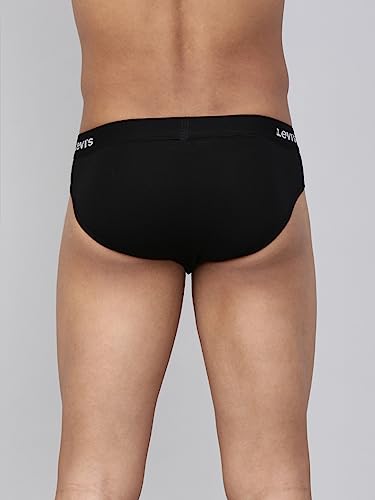 Levi's Men's Cotton Style #009 Neo Regular Fit Solid Brief (Pack of 2) (#009-BRIEF-BLK/NAVY-P2_Black,Navy_L)