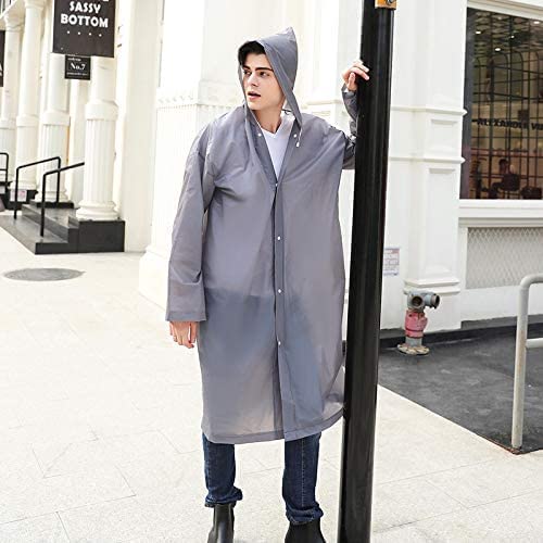 HACER EVA Waterproof Unisex Rain Coat Hooded Full Sleeves Outdoor Men, Women, Boys & Girls Rainwear Poncho Raincoat for Camping, Hiking & Travelling (Grey)