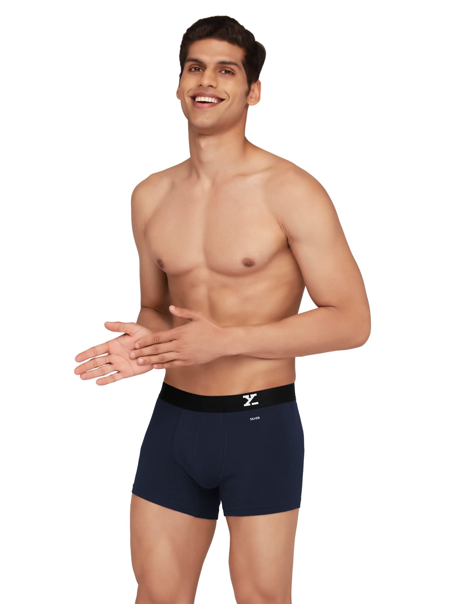 XYXX Cotton Regular Solid (Pack of 2) (Aero Trunks for Men Combo Black Iris_L)