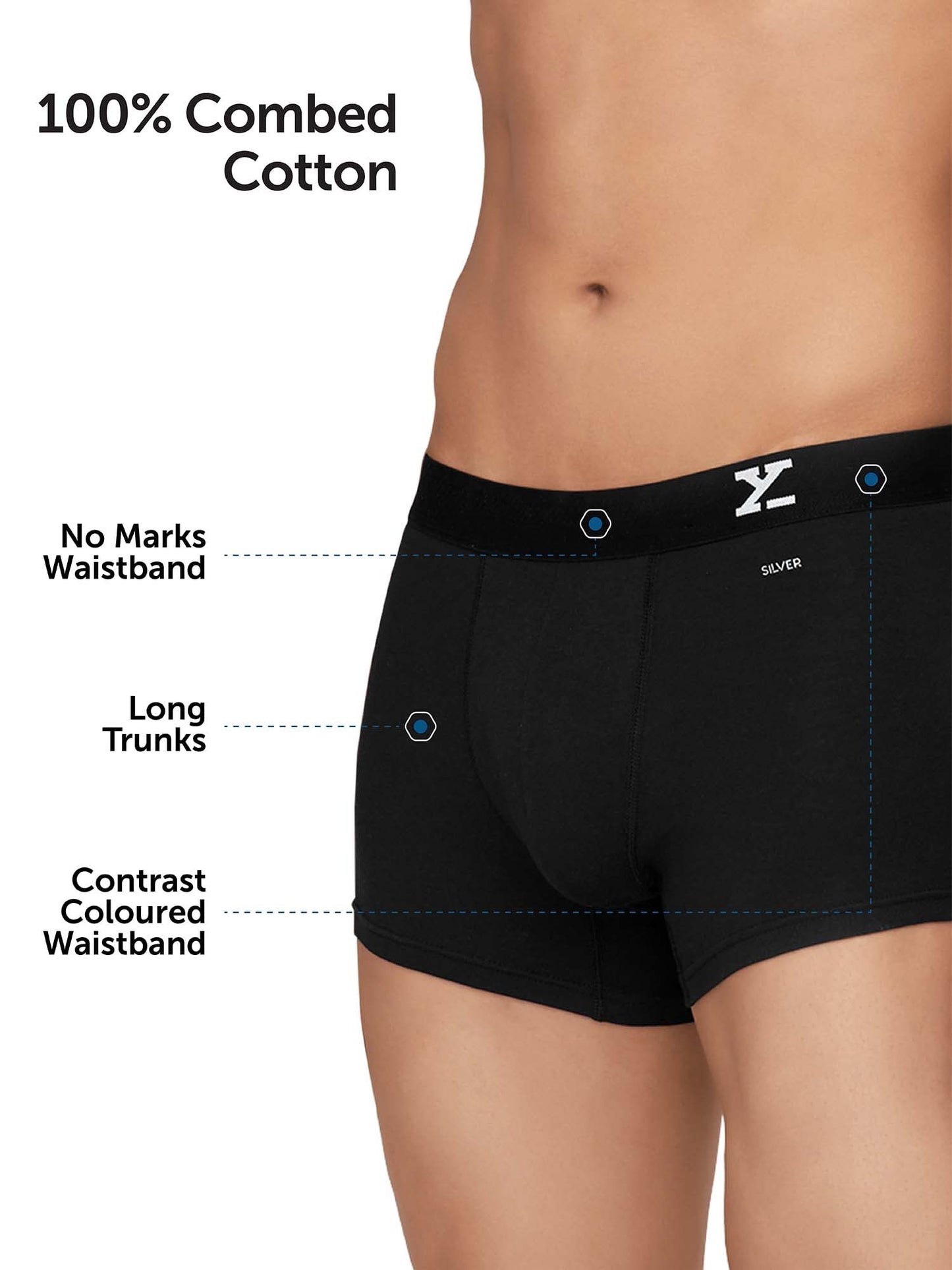XYXX Cotton Regular Solid (Pack of 2) (Aero Trunks for Men Combo Black Iris_L)