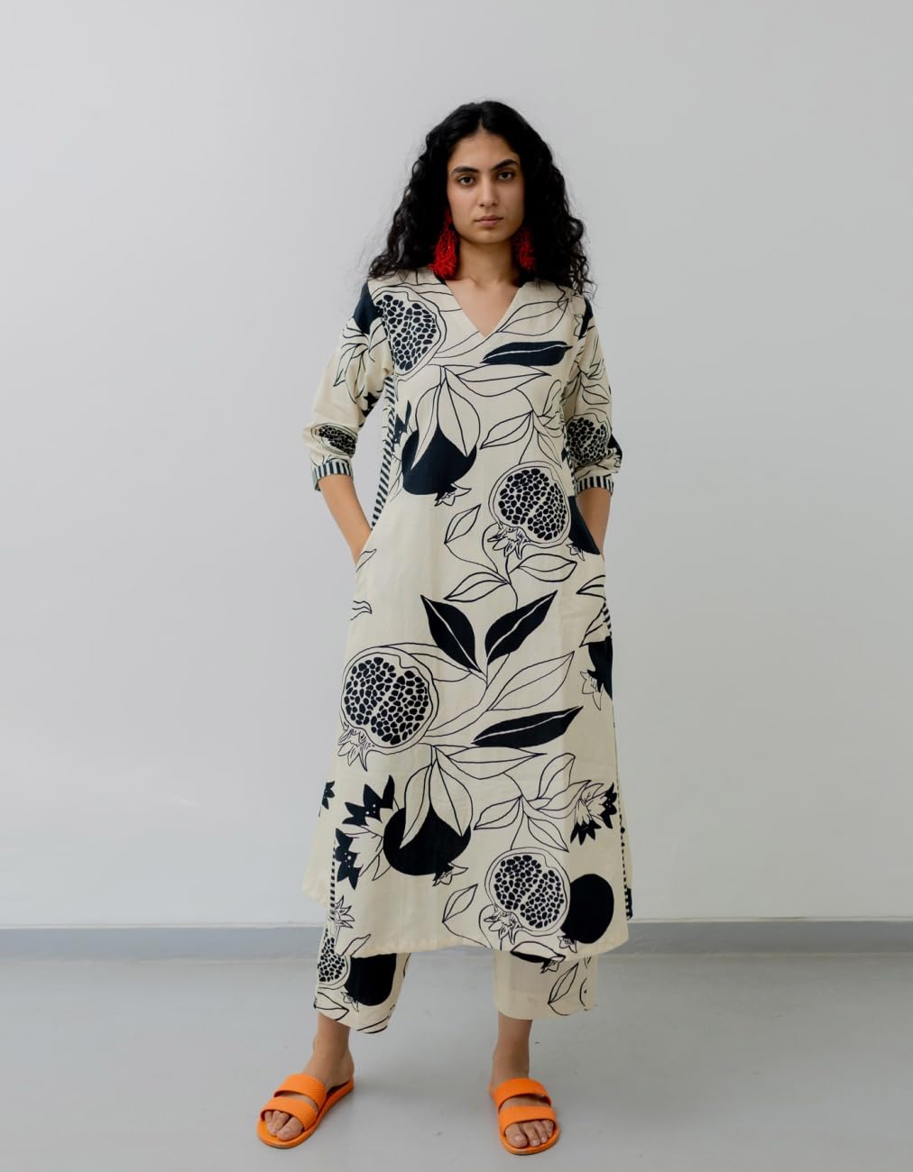 GoSriKi Women's Rayon Blend Straight Printed Kurta with Pant (ANAAR-BEIGE-GS_L_Beige_Large)