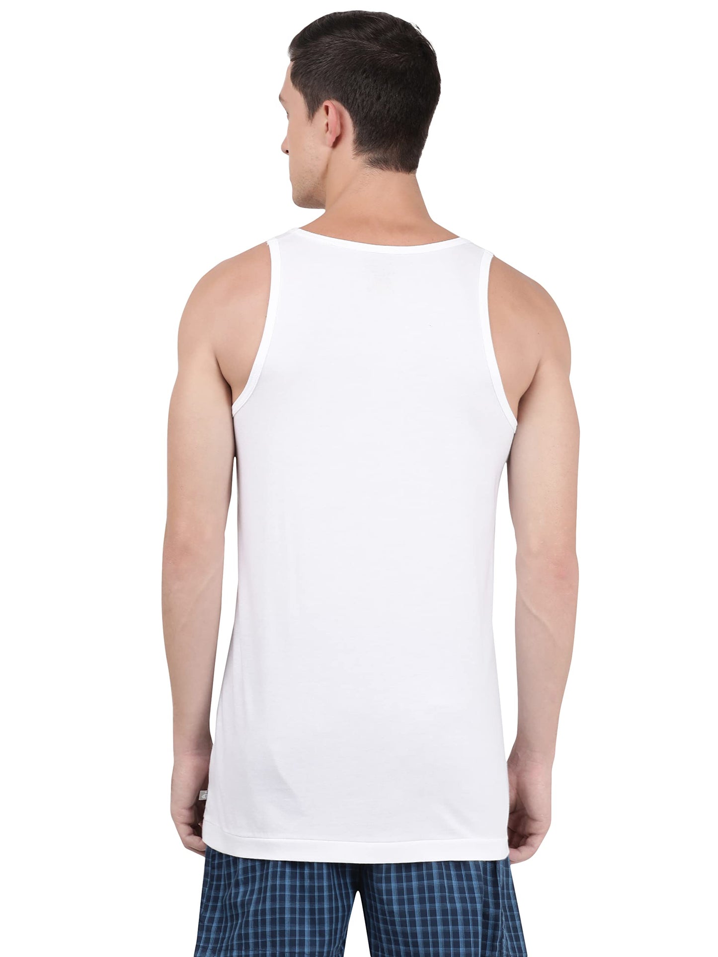 Jockey 8820 Men's Super Combed Cotton Round Neck Sleeveless Vest with Extended Length for Easy Tuck (Pack of 3)_White_M