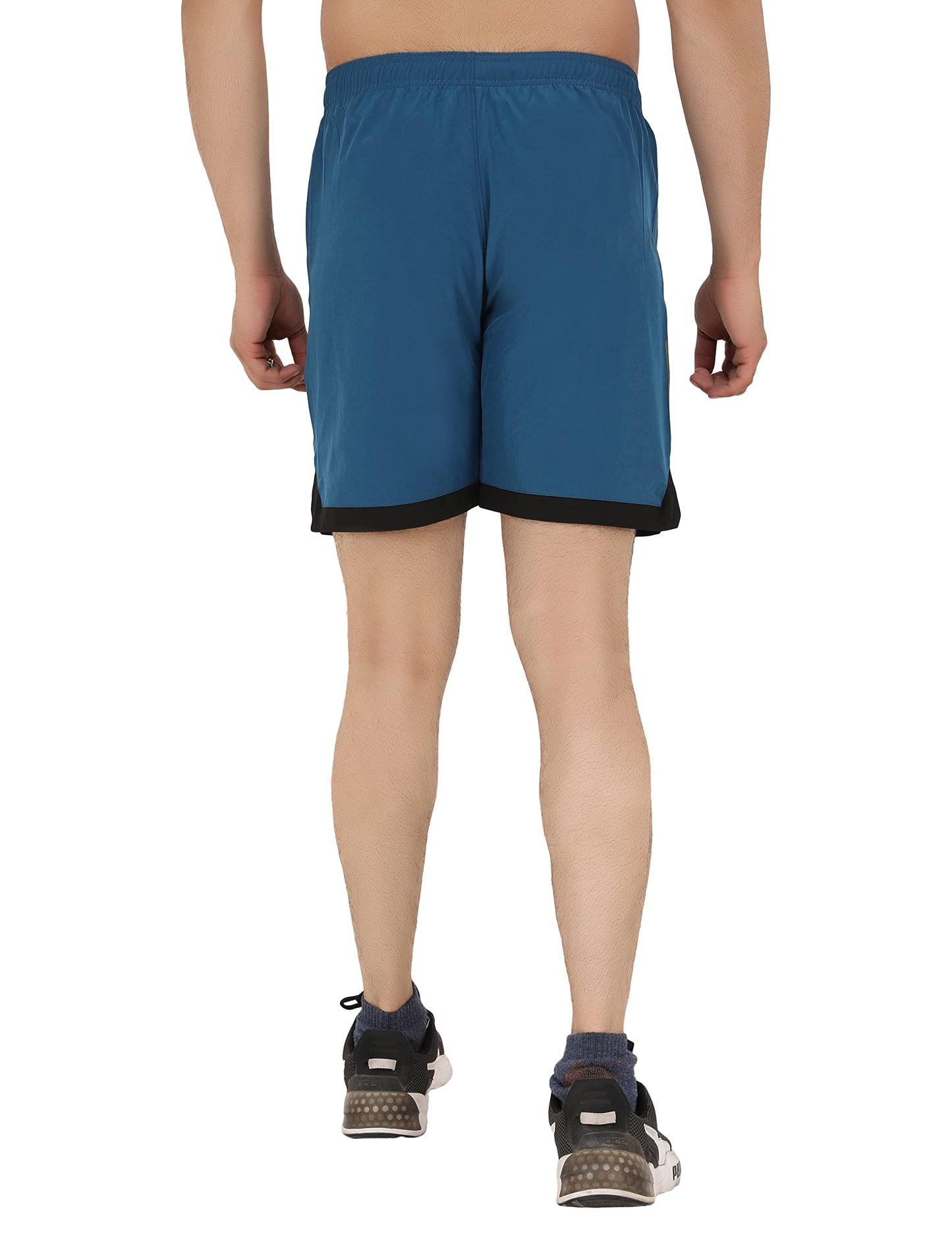 GYMIFIC Sports Training Running Dry Fit Solid Shorts for Men (L, T-BLUE)