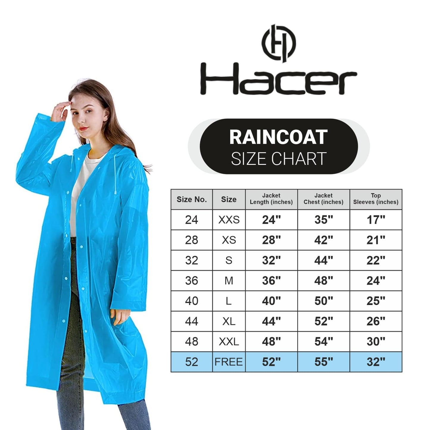 HACER EVA Waterproof Unisex Rain Coat Hooded Full Sleeves Outdoor Men, Women, Boys & Girls Rainwear Poncho Raincoat for Camping, Hiking & Travelling (Grey)