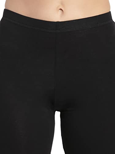 Jockey 1529 Women's High Coverage Super Combed Cotton Elastane Stretch Mid Waist Shorties with Concealed Waistband_Black_XL