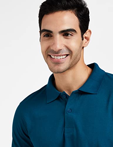 Amazon Brand - Symbol Men's Cotton Rich Polo T Shirt | Collar Tshirts | Half Sleeves | Plain - Regular Fit (Fog Teal_M)