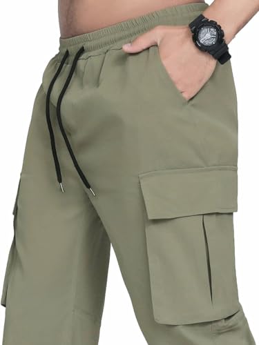 Lymio Men Cargo || Men Cargo Pants || Men Cargo Pants Cotton || Cargos for Men (Cargo-01-04) (L, Olive Green)