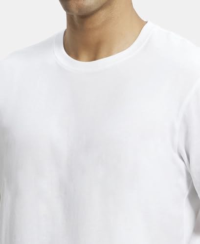 Jockey Men's Regular Fit Round Neck Half Sleeved T-Shirt 2714_White_M