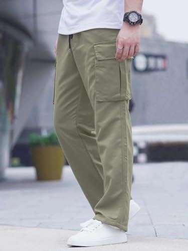 Lymio Men Cargo || Men Cargo Pants || Men Cargo Pants Cotton || Cargos for Men (Cargo-01-04) (L, Olive Green)