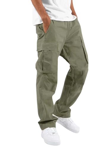 Lymio Men Cargo || Men Cargo Pants || Men Cargo Pants Cotton || Cargos for Men (Cargo-01-04) (L, Olive Green)