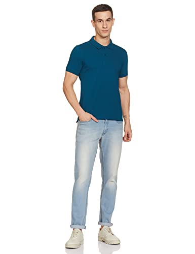 Amazon Brand - Symbol Men's Cotton Rich Polo T Shirt | Collar Tshirts | Half Sleeves | Plain - Regular Fit (Fog Teal_M)