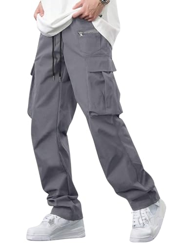 Lymio Men Cargo || Men Cargo Pants || Men Cargo Pants Cotton || Cargos for Men (Cargo-05-08) (L, Light Grey)