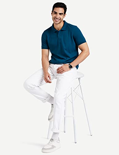 Amazon Brand - Symbol Men's Cotton Rich Polo T Shirt | Collar Tshirts | Half Sleeves | Plain - Regular Fit (Fog Teal_M)