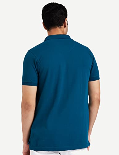 Amazon Brand - Symbol Men's Cotton Rich Polo T Shirt | Collar Tshirts | Half Sleeves | Plain - Regular Fit (Fog Teal_M)