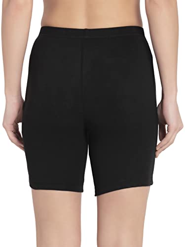 Jockey 1529 Women's High Coverage Super Combed Cotton Elastane Stretch Mid Waist Shorties with Concealed Waistband_Black_XL