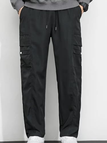 Men Cargo || Men Cargo Pants || Men Cargo Pants Cotton || Cargos for Men (Cargo-17-20) (L, Black)