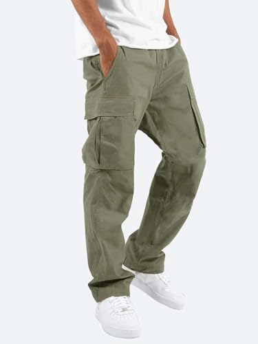 Lymio Men Cargo || Men Cargo Pants || Men Cargo Pants Cotton || Cargos for Men (Cargo-01-04) (L, Olive Green)