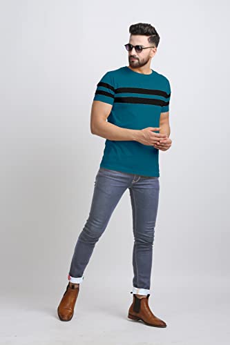 AUSK Men's Round Neck Regular Fit T-Shirts (X-Large) Teal