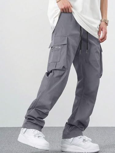 Lymio Men Cargo || Men Cargo Pants || Men Cargo Pants Cotton || Cargos for Men (Cargo-05-08) (L, Light Grey)