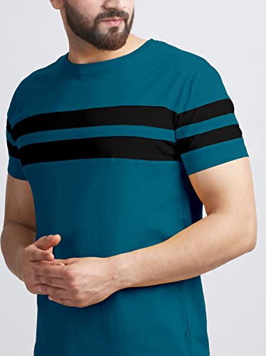 AUSK Men's Round Neck Regular Fit T-Shirts (X-Large) Teal