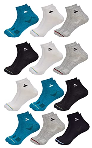 SJeware 12 Pairs Solid Cotton Ankle Length Socks for Men & Women, Multicolor, Pack of 12, Free Size