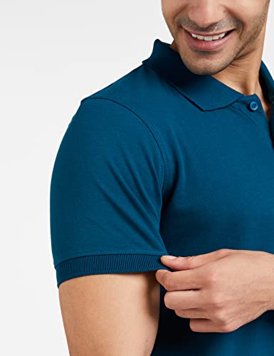 Amazon Brand - Symbol Men's Cotton Rich Polo T Shirt | Collar Tshirts | Half Sleeves | Plain - Regular Fit (Fog Teal_M)