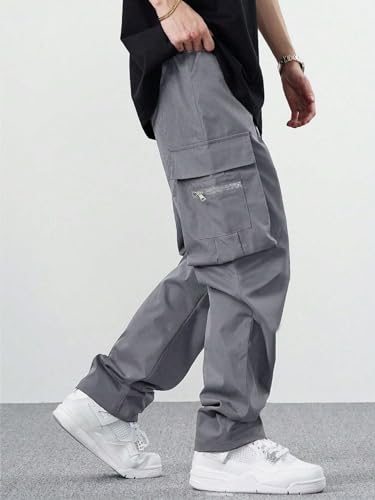 Lymio Men Cargo || Men Cargo Pants || Men Cargo Pants Cotton || Cargos for Men (Cargo-05-08) (L, Light Grey)