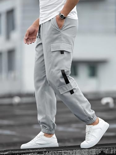 Track Pant for Men || Track Pants || Plain Track Pant (Track-06-08) (L, Grey)