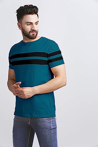 AUSK Men's Round Neck Regular Fit T-Shirts (X-Large) Teal