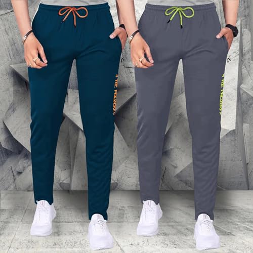 Pinkmint Men Combo Track Pant with Lycra Elastic Jogger Suitable for Active Wear, Jogger Yoga Wear, Sports (Pack of 2)