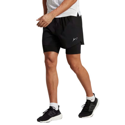 PROSHARX 2 in 1 Active Dual Shorts with Inner Tights Layer | Men's Double Layer Short for Running, Gym & Sports (L, Black)