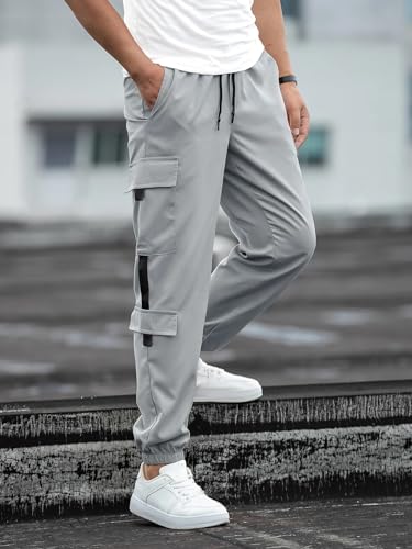 Track Pant for Men || Track Pants || Plain Track Pant (Track-06-08) (L, Grey)