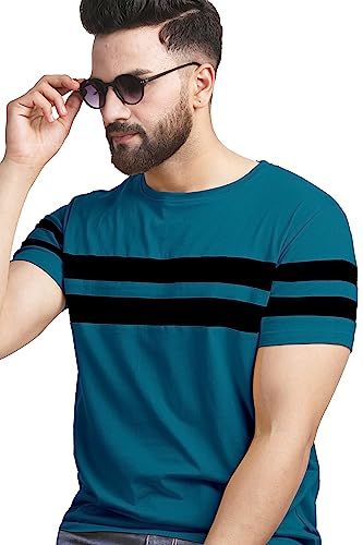 AUSK Men's Round Neck Regular Fit T-Shirts (X-Large) Teal