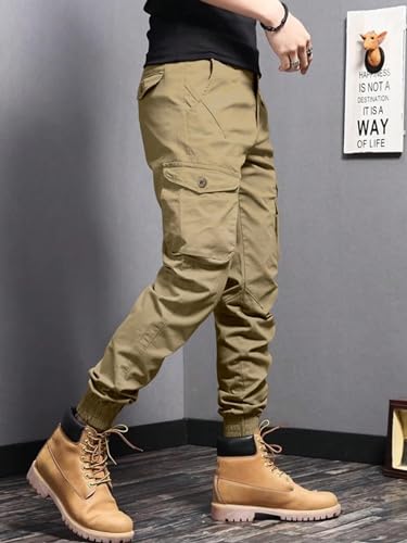 Lymio Men Cargo || Men Cargo Pants || Men Cargo Pants Cotton || Cargos for Men (Cargo-09-12) (L, Khakhi)