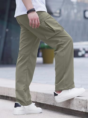 Lymio Men Cargo || Men Cargo Pants || Men Cargo Pants Cotton || Cargos for Men (Cargo-01-04) (L, Olive Green)