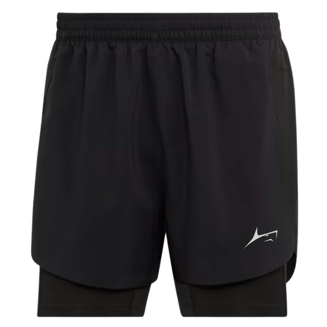 PROSHARX 2 in 1 Active Dual Shorts with Inner Tights Layer | Men's Double Layer Short for Running, Gym & Sports (L, Black)