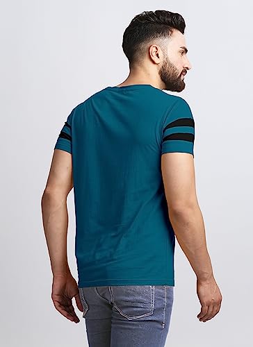 AUSK Men's Round Neck Regular Fit T-Shirts (X-Large) Teal