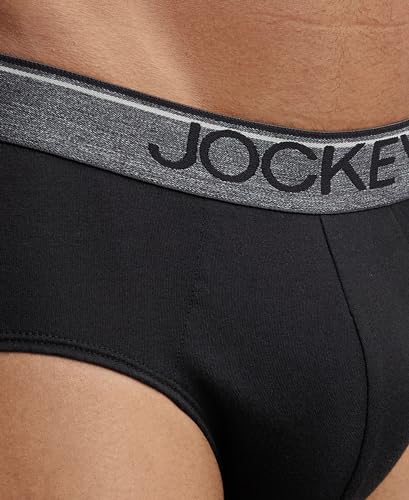 Jockey Men's Super Combed Cotton Briefs with Ultrasoft and Durable waistband (Pack of 2) 8037_Black_L