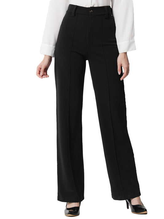 KOTTY Women's Straight Casual Pants (KTTWOMENSPANT151_Black673 Black