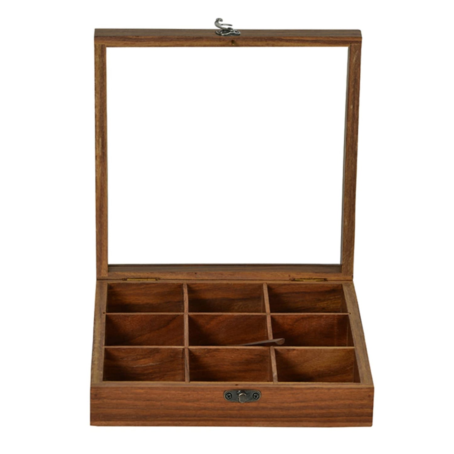 ExclusiveLane Sheesham Wood Spice Box with Spoon (50ml, Non-Removable Partitions)