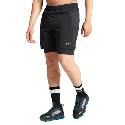 PROSHARX 2 in 1 Active Dual Shorts with Inner Tights Layer | Men's Double Layer Short for Running, Gym & Sports (L, Black)