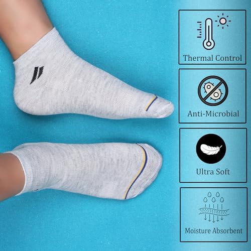 SJeware 12 Pairs Solid Cotton Ankle Length Socks for Men & Women, Multicolor, Pack of 12, Free Size