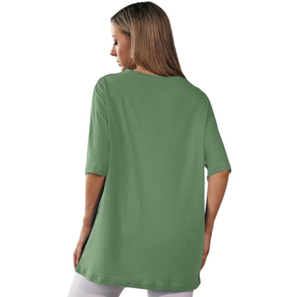 London Hills Cotton blend Half Sleeve Women Oversized T-Shirts Multicolor Pack of 3 Light Green, Dark Green, Pink