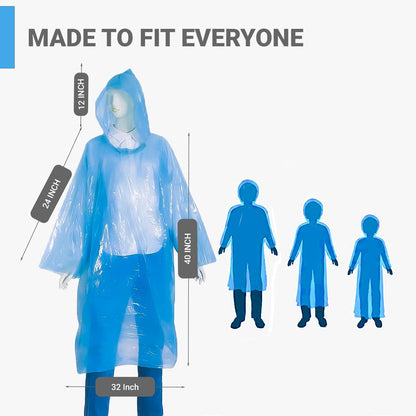 HACER Disposable Raincoat Poncho with Hood Water Resistant Rainwear Barsaati for Outdoor Travel Men Women (Blue, Pack of 1)