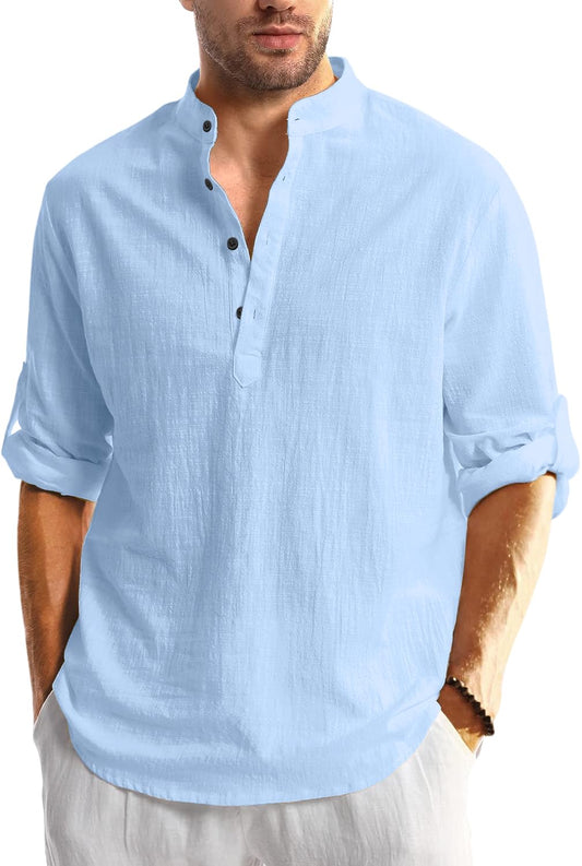 Bellstone Men's Solid Regular Fit Shirt (KURTA1600_Sky Blue_L