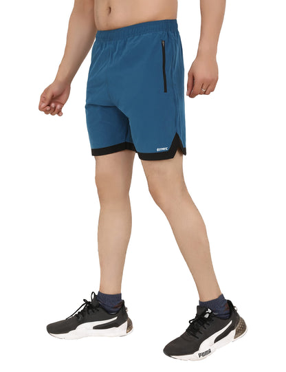 GYMIFIC Sports Training Running Dry Fit Solid Shorts for Men (L, T-BLUE)