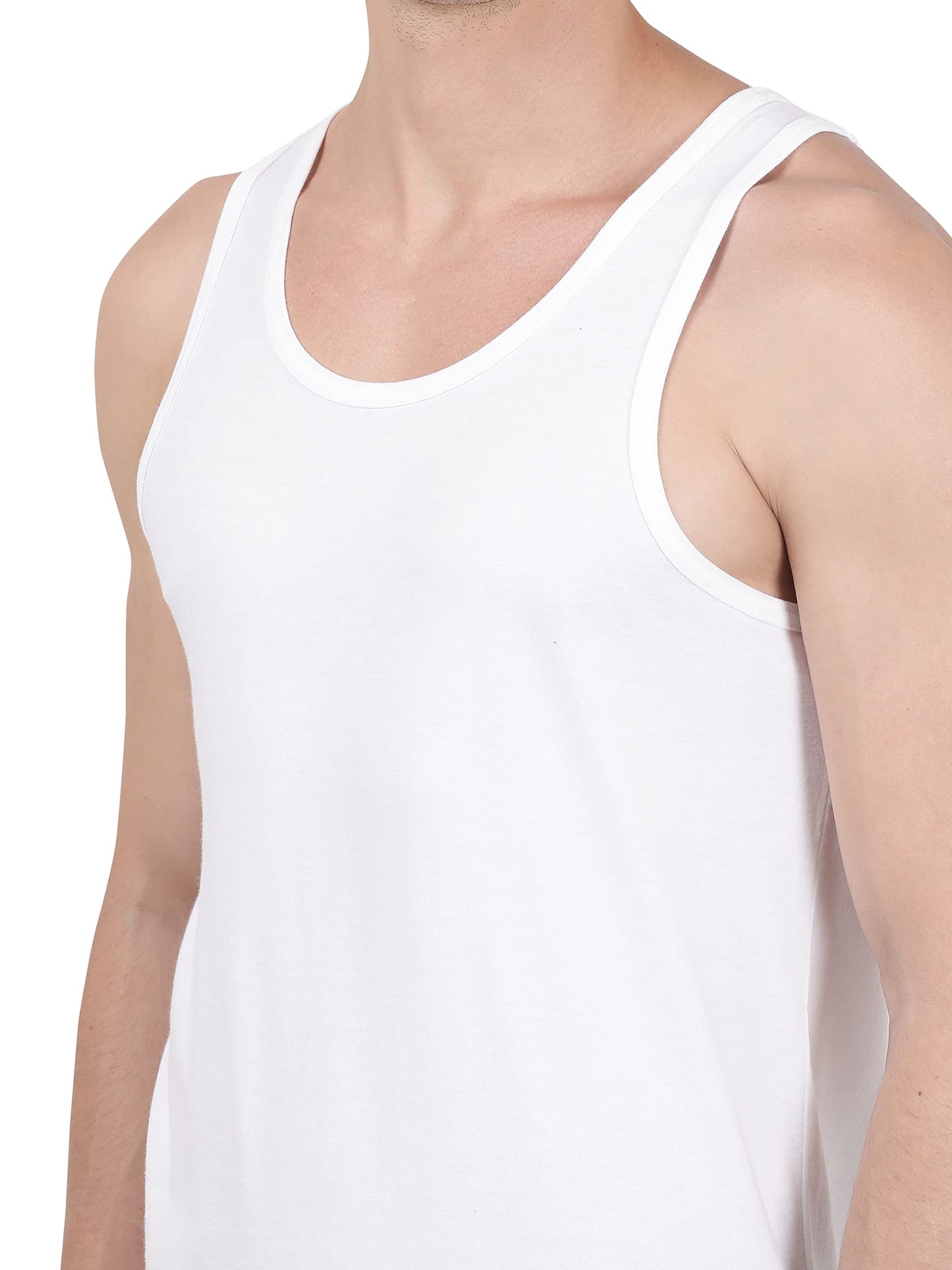 Jockey 8820 Men's Super Combed Cotton Round Neck Sleeveless Vest with Extended Length for Easy Tuck (Pack of 3)_White_M