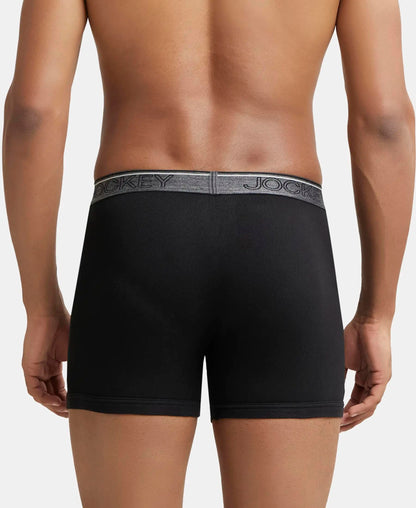 Jockey Men's Super Combed Cotton rib fabric Boxer Briefs with Front Fly, Ultrasoft and Durable waistband (Pack of 2) 8009_Black_L