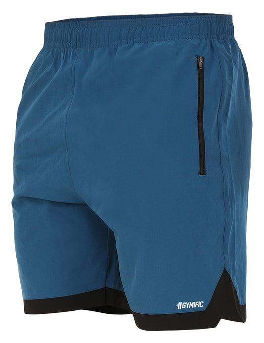 GYMIFIC Sports Training Running Dry Fit Solid Shorts for Men (L, T-BLUE)