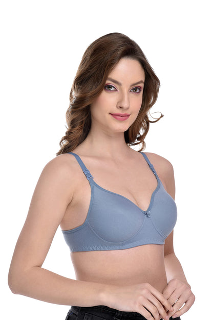 MiEstilo Women's Cotton Blend Lightly Padded Wirefree T-Shirt Bra Combo, Pack of 3_Baby Pink, Baby Blue & Mint Green_Size 34